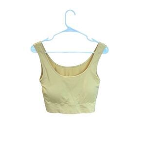 Modern Movement Scoop Neck Cropped Tank Padded Bra Yellow Large